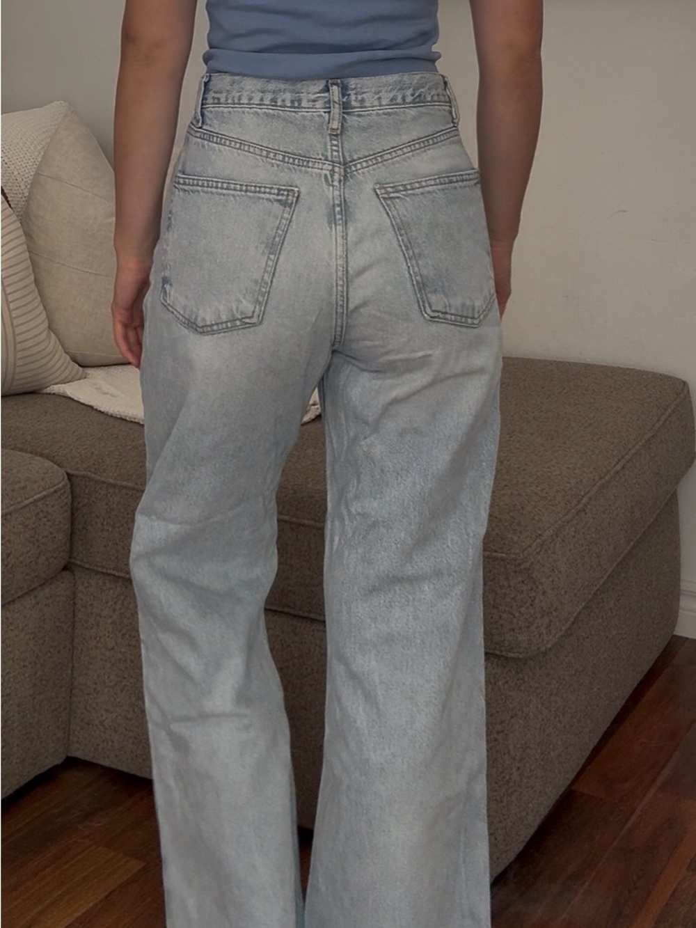 Zara Light Blue High-Rise Wide Leg Jeans - Picture 3 of 3